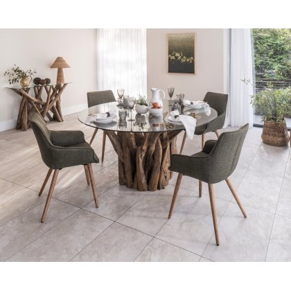 Woodland 160cm Round Dining Table (10mm Glass) Woodland 160cm Round Dining Table (10mm Glass)