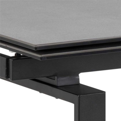 Hunston Table 160/240cm Black Ceramic & 4 Batilda Chairs Dark Grey