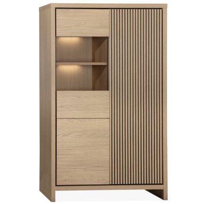 Levi Display Cabinet with 1 Door and 1 Glazed Door with LED Lighting Levi Display Cabinet with 1 Door and 1 Glazed Door with LED Lighting
