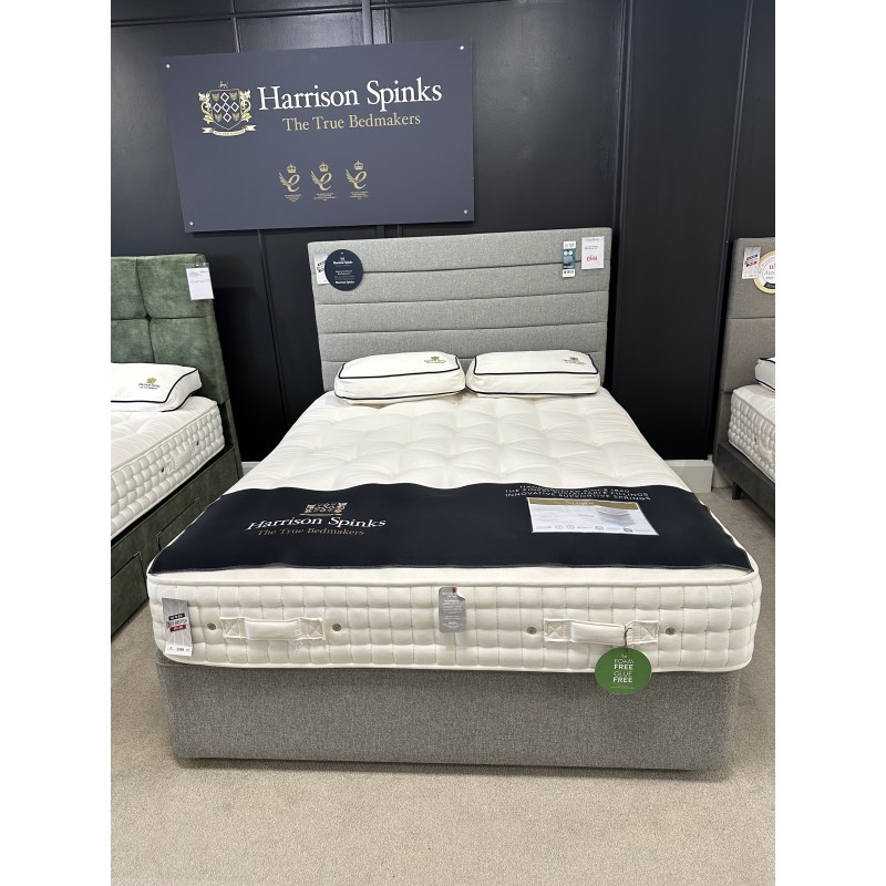 Clearance - Harrison Spinks Lupin 150cm Drawer Divan Set and Miami Headboard Clearance - Harrison Spinks Lupin 150cm Drawer Divan Set and Miami Headboard