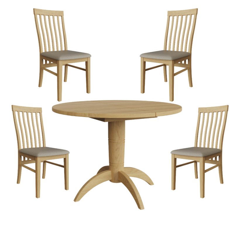 Veneto Round Table and 4 Slatted Back Chairs Veneto Round Table and 4 Slatted Back Chairs